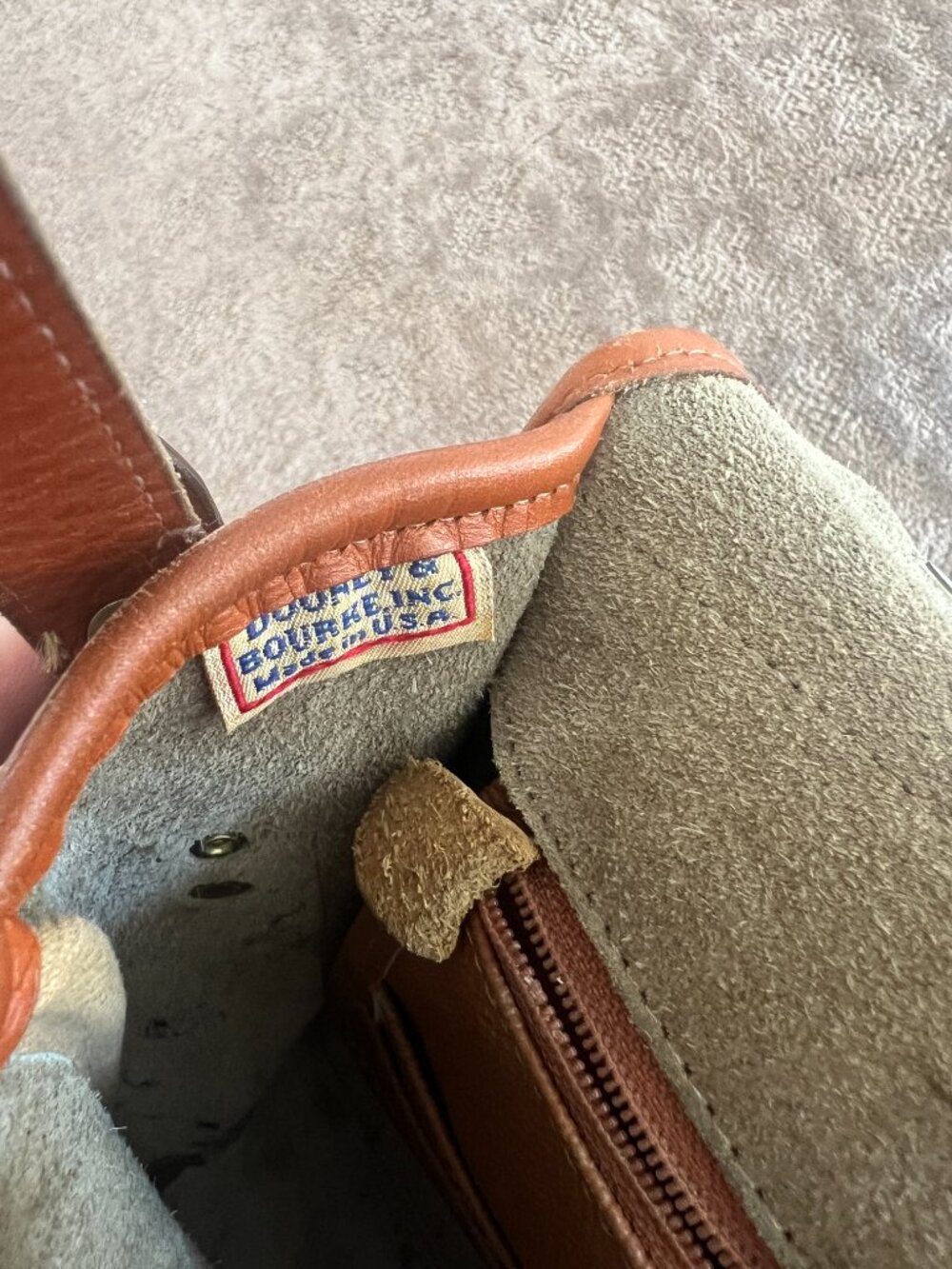 Vintage Dooney & Bourke All-Weather Leather Crossbody – Taupe & British Tan - Picture 15 of 15